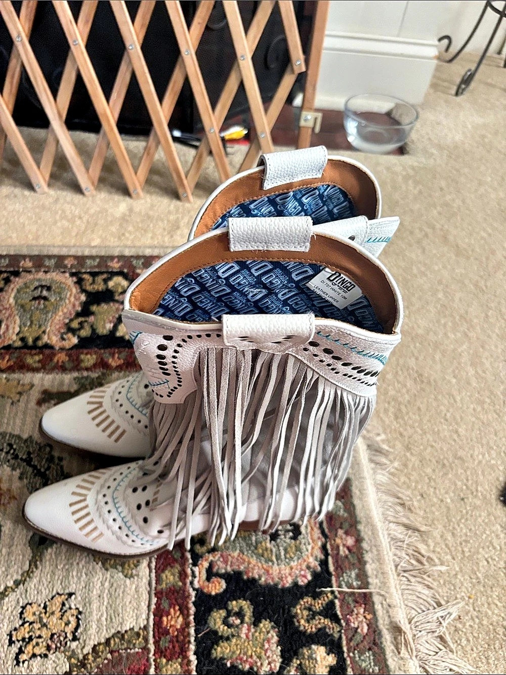 Dingo Gypsy Women's Fringe Studded Heels in White